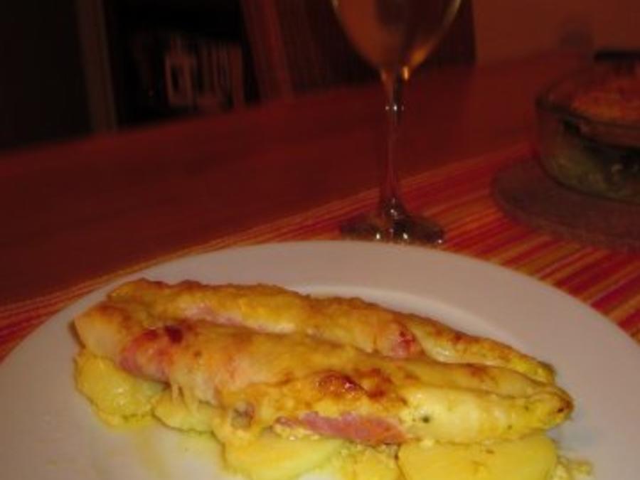 Überbackene Spargel Schinken Röllchen in Hollandaise - einfach - von MeMi
