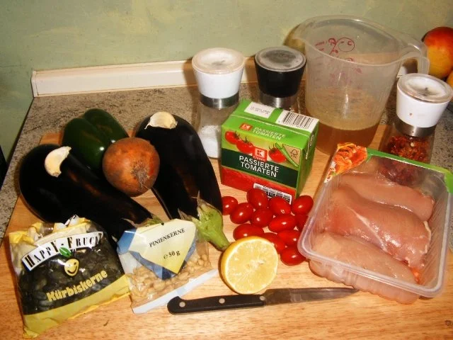 Aubergine mit Hähnchenbrust gefüllt - Rezept - Bild Nr. 2