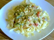 Bandnudeln mit Hähnchen-Gemüse-Ragout - Rezept