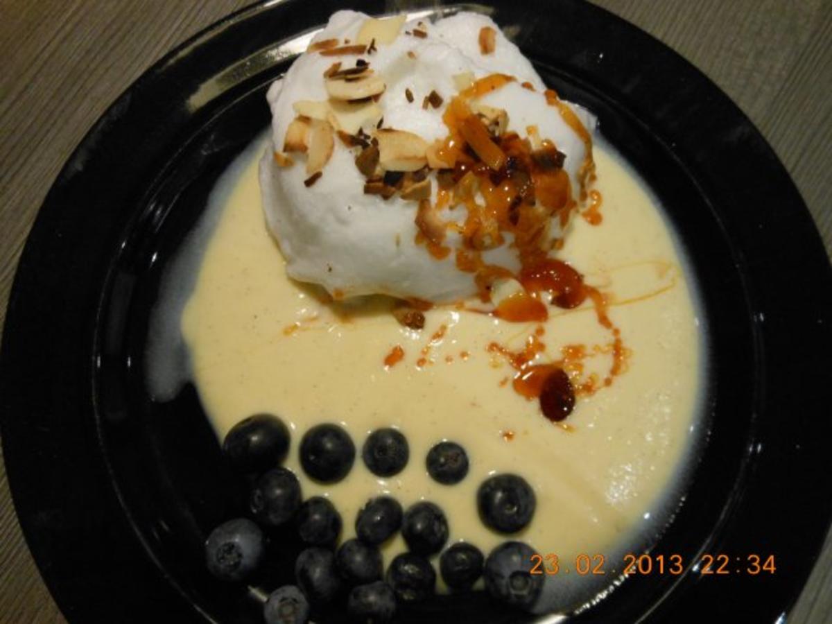 Dessert: Schnee-Eier mit Vanille Creme - Rezept