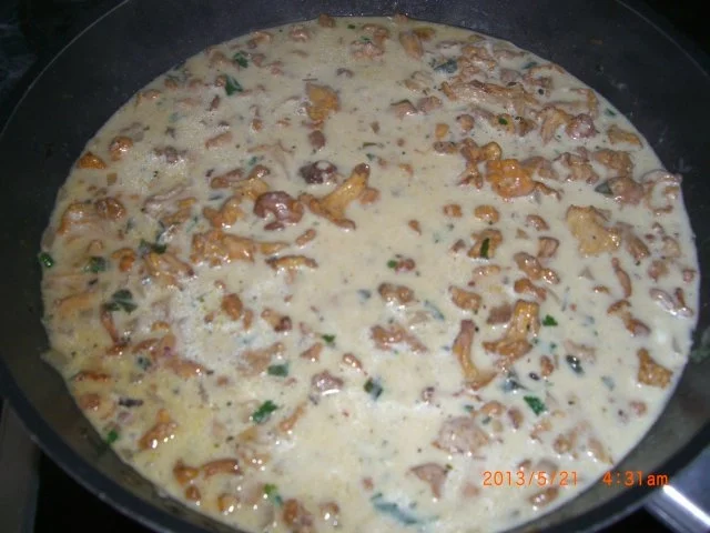 Rezept: Gefülltes Hühnerfilet mit Putenschinken Mozarella Basilikum in Eierschwammerlsauce Bild Nr. 7 Gefülltes Hühnerfilet mit Putenschinken Mozarella Basilikum in Eierschwammerlsauce - Rezept - Bild Nr. 7