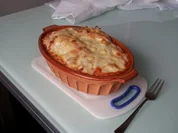 Rezept: Spaghetti mit Metaxasoße überbacken Spaghetti mit Metaxasoße überbacken - Rezept