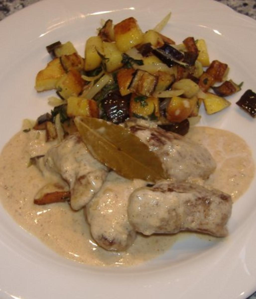 Bilder für Schweinefilet mit Zimtsauce und Auberginen-Kartoffel-Gemüse - Rezept