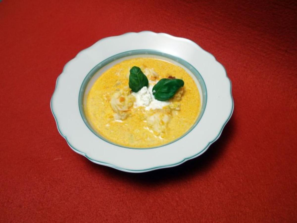 Bilder für Langusten-Cremesuppe mit jungem Frühlingsgemüse - Rezept