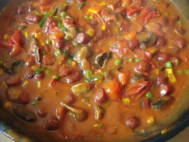 Cabanossipfanne mit Gemüse ,Tomaten und Nudeln - Rezept - Bild Nr. 9