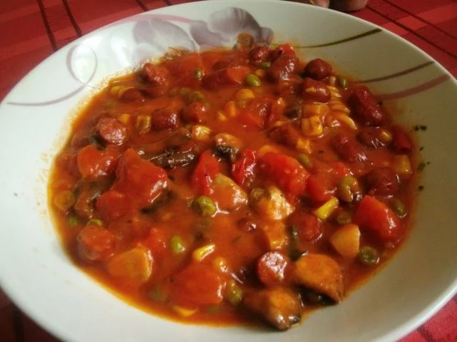 Cabanossipfanne mit Gemüse ,Tomaten und Nudeln - Rezept - Bild Nr. 11