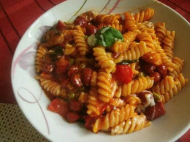 Cabanossipfanne mit Gemüse ,Tomaten und Nudeln - Rezept - Bild Nr. 16