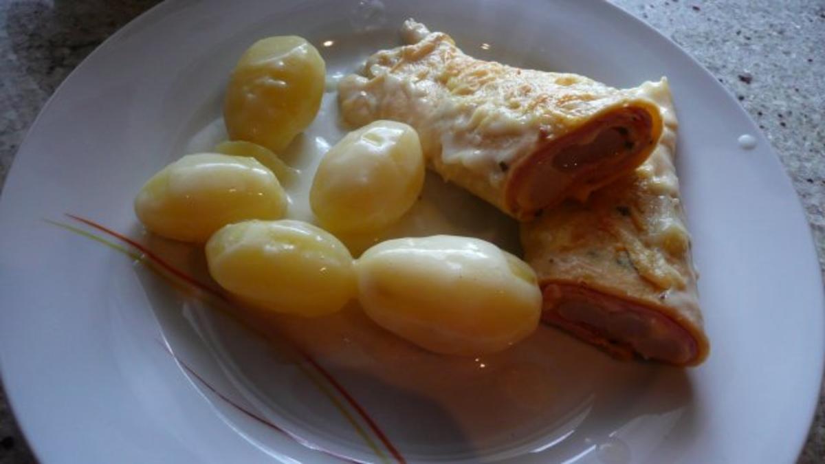 Spargelomelett mit Käse und Schinken - Rezept