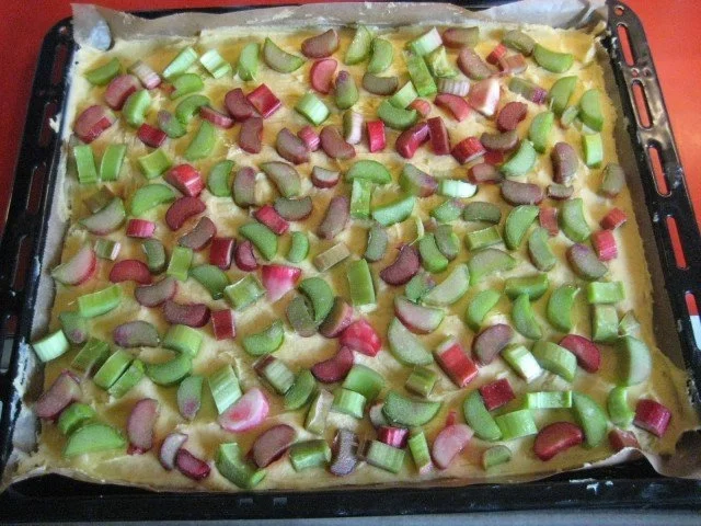 Rezept: Rhabarberkuchen mit Vanille - Schmand - Guss Bild Nr. 7 Rhabarberkuchen mit Vanille - Schmand - Guss - Rezept - Bild Nr. 7