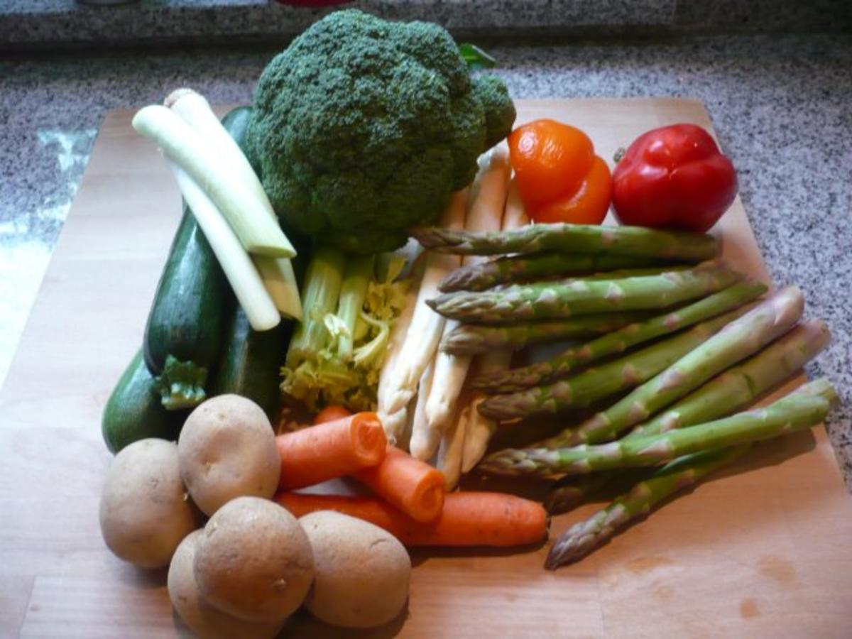 Putenoberkeule im Bratschlauch mit Gemüse-Crossover und Thymiansahnesauce - Rezept - Bild Nr. 6