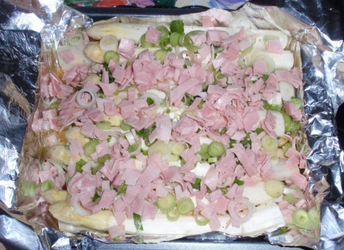 Spargel aus dem Ofen mit Schinken und Lauchzwiebeln - Rezept - Bild Nr. 5