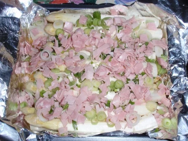 Spargel aus dem Ofen mit Schinken und Lauchzwiebeln - Rezept - Bild Nr. 5