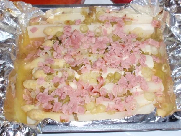 Spargel aus dem Ofen mit Schinken und Lauchzwiebeln - Rezept - Bild Nr. 7