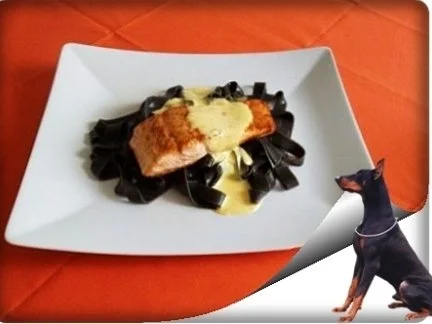 Rezept: Tagliatelle NERO DI SEPPIA mit Lachsfilet und Kräuter Hollandaise Tagliatelle NERO DI SEPPIA mit Lachsfilet und Kräuter Hollandaise - Rezept