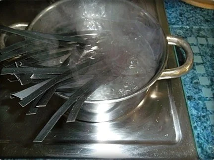 Rezept: Tagliatelle NERO DI SEPPIA mit Lachsfilet und Kräuter Hollandaise Bild Nr. 14 Tagliatelle NERO DI SEPPIA mit Lachsfilet und Kräuter Hollandaise - Rezept - Bild Nr. 14