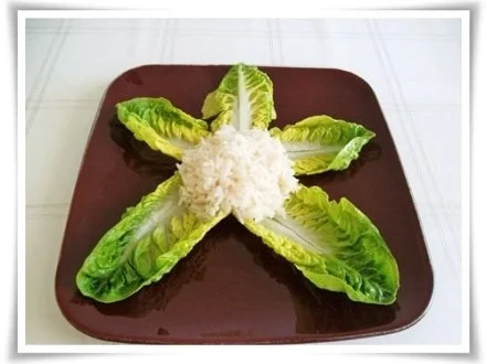 Kräuter Buletten auf Reisbett und bunter Paprikasalat auf  Romanasalat - Rezept - Bild Nr. 19