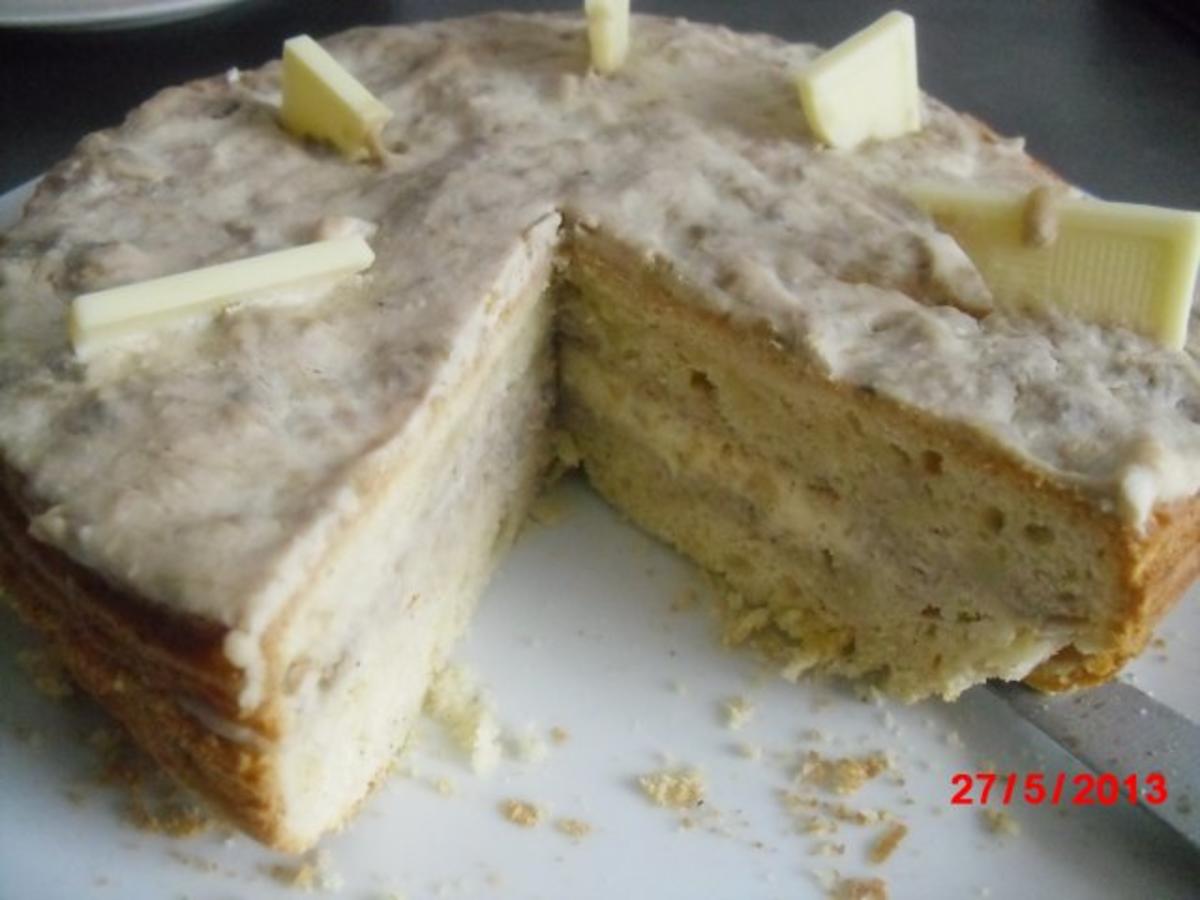 Buttermilch Kuchen mit Bananen Mascarpone Creme - einfach - 197 kcal/100g