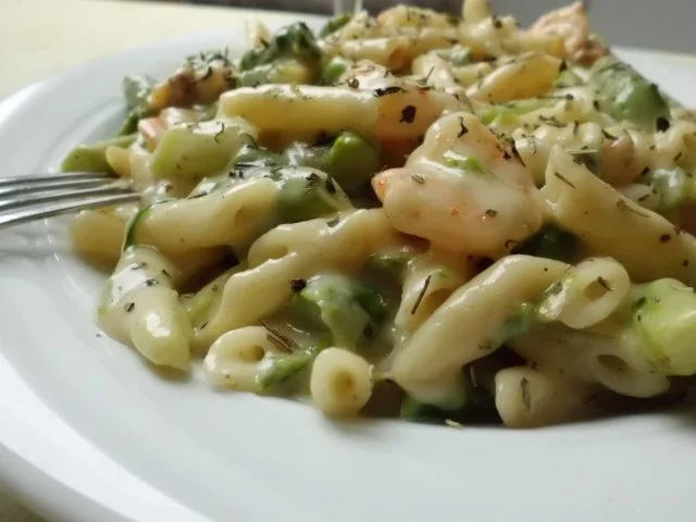 Pfannengericht: Grüner Spargel-Garnelen-Weinrahm-Pfanne mit Nudeln - Rezept - Bild Nr. 5