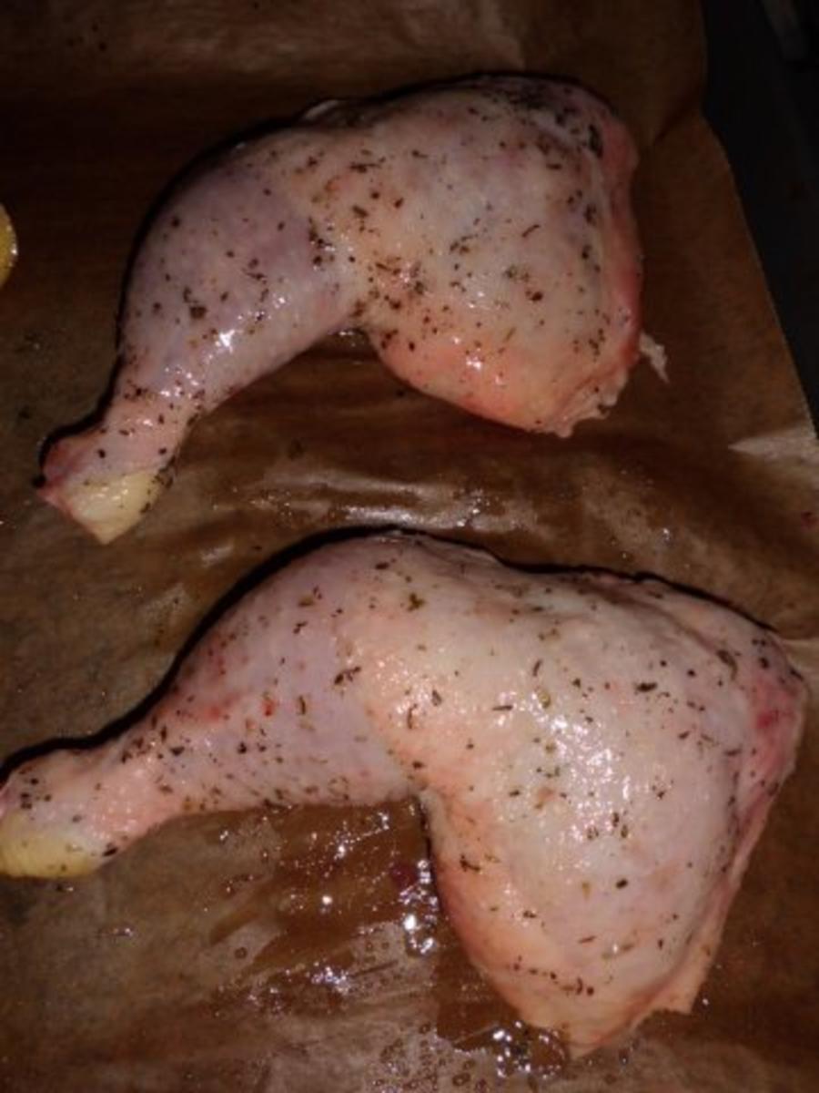 Geflügel, Huhn: Hähnchenkeule in Aroma-Lackmantel an Ofenkartoffeln "Olivia" - Rezept - Bild Nr. 3