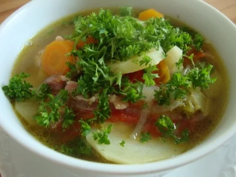 Rezept: geschichteter Eintopf nach "SuppenGeniesser Art" geschichteter Eintopf nach "SuppenGeniesser Art" - Rezept