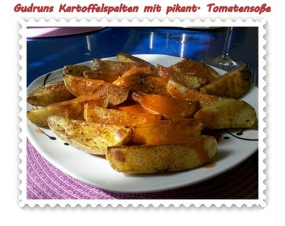 Kartoffelspalten mit pikanter Tomatensoße