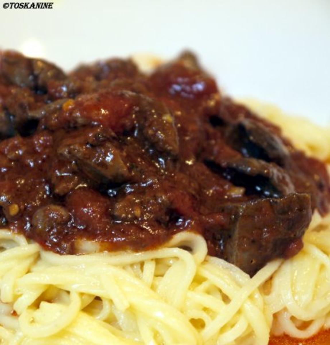 Spaghetti mit Geflügelleber-Sugo - Rezept