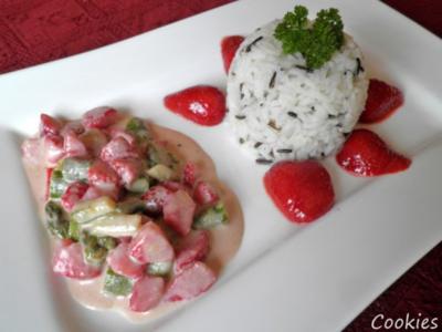 Rezept: Grüner Spargel und rote Erdbeeren - ein Traumpaar ... Grüner Spargel und rote Erdbeeren - ein Traumpaar ... - Rezept