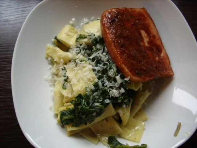 Bandnudeln mit Spinat - Rezept