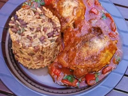 Rezept: Südafrikanisches Hühnchen " sehr scharf " mit rote Bohnen Reis Südafrikanisches Hühnchen " sehr scharf " mit rote Bohnen Reis - Rezept