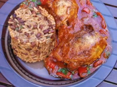 Rezept: Südafrikanisches Hühnchen " sehr scharf " mit rote Bohnen Reis Südafrikanisches Hühnchen " sehr scharf " mit rote Bohnen Reis - Rezept
