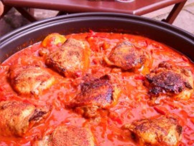 Südafrikanisches Hühnchen sehr scharf mit rote Bohnen Reis - einfach ...
