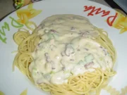 Lauchspecksoße zu Spaghetti - Rezept