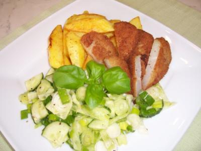 Kohlrabi -" Schnitzel" mit Backkartoffeln - Rezept