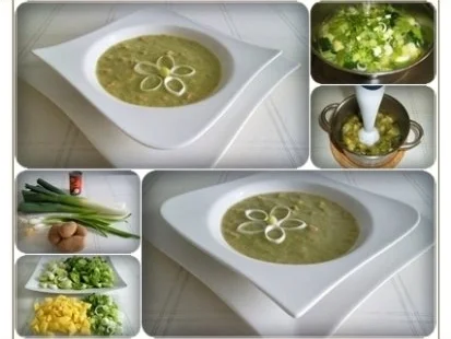 Rezept: Lauch-Kartoffelcremesuppe mit gewürfelter Wurst dazu. Bild Nr. 17 Lauch-Kartoffelcremesuppe mit gewürfelter Wurst dazu. - Rezept - Bild Nr. 17