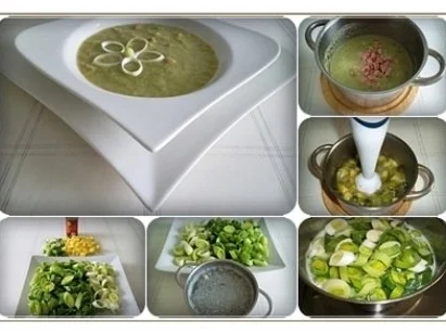 Rezept: Lauch-Kartoffelcremesuppe mit gewürfelter Wurst dazu. Bild Nr. 3 Lauch-Kartoffelcremesuppe mit gewürfelter Wurst dazu. - Rezept - Bild Nr. 3