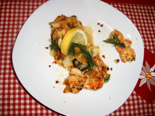 Rezept: Garnelen-Kartoffelauflauf Bild Nr. 2 Garnelen-Kartoffelauflauf - Rezept - Bild Nr. 2