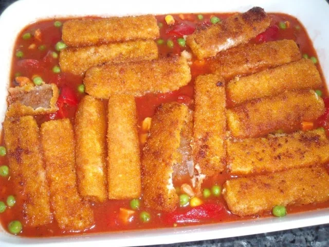 Fischstäbchen in Tomatensauce - Rezept