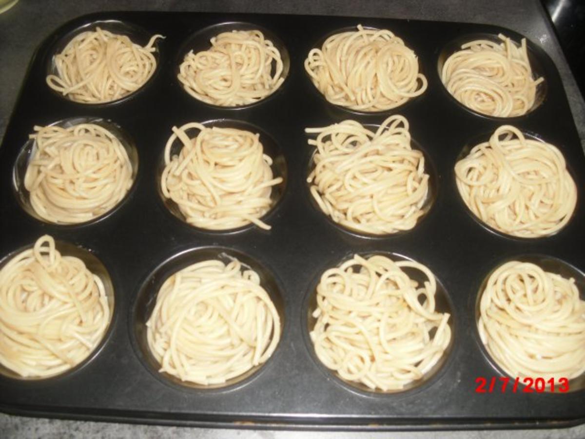 Muffin - Spaghetti Carbonara  ( Warum immer Löffel und Gabel nutzen? ) - Rezept - Bild Nr. 2