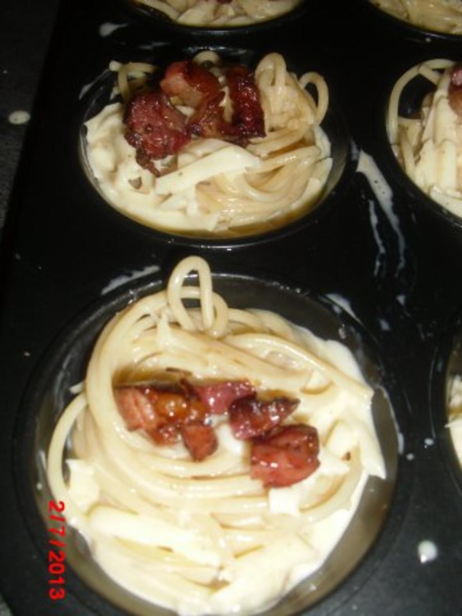 Muffin - Spaghetti Carbonara  ( Warum immer Löffel und Gabel nutzen? ) - Rezept - Bild Nr. 6