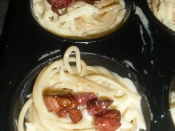 Muffin - Spaghetti Carbonara  ( Warum immer Löffel und Gabel nutzen? ) - Rezept - Bild Nr. 6