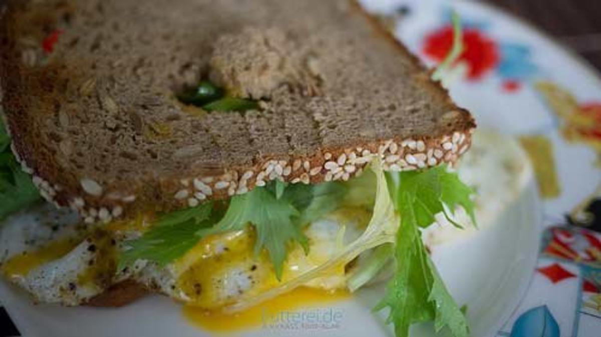 Getoastetes Eiersandwich auf Vollkornbrot