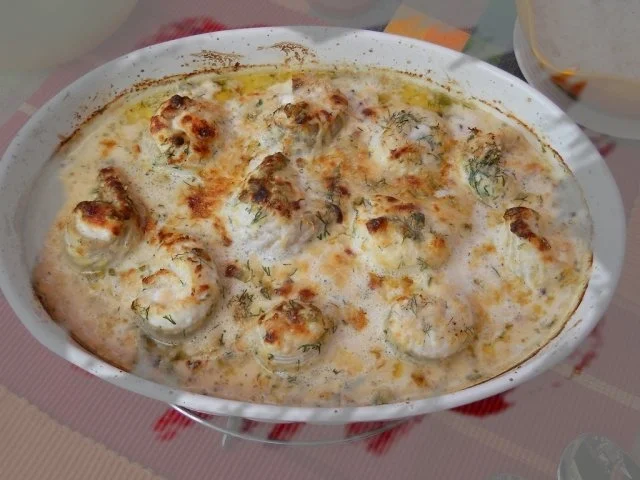 Gratinierte Seelachsröllchen - Rezept