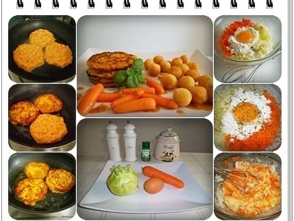 Kohlrabi-Möhre Puffer mit Baby Möhren und Kartoffelbällchen dazu - Rezept - Bild Nr. 3