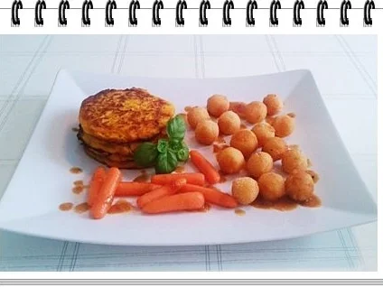 Kohlrabi-Möhre Puffer mit Baby Möhren und Kartoffelbällchen dazu - Rezept - Bild Nr. 17