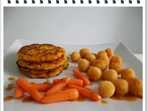 Kohlrabi-Möhre Puffer mit Baby Möhren und Kartoffelbällchen dazu - Rezept - Bild Nr. 19