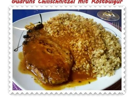 Fleisch: Chilischnitzel mit Röstbulgur und asiat. Tomatensoße - Rezept