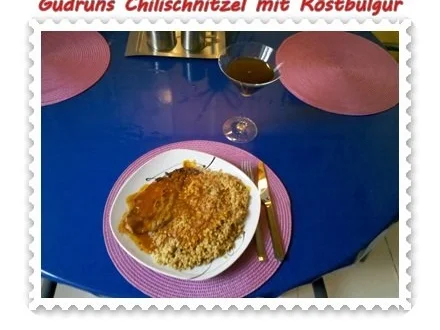 Fleisch: Chilischnitzel mit Röstbulgur und asiat. Tomatensoße - Rezept - Bild Nr. 13