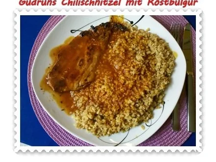 Fleisch: Chilischnitzel mit Röstbulgur und asiat. Tomatensoße - Rezept - Bild Nr. 16