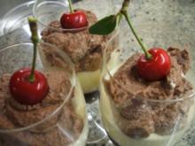 Dessert: Kirsch - Mangoquark-Dessert mit Schokosahne - Rezept