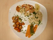 Alkoholisierte Meeresbewohner auf Landgang in einem bunten Feld von Kartoffeln und Gemüse - Rezept